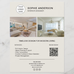 Logotyp för inredningsdesigner Foto QR Neutral För Reklamblad