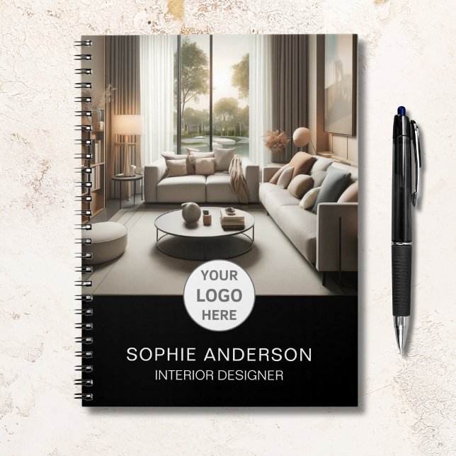 Logotyp för inredningsdesigner Foto Svart Anteckningsbok (Interior Designer Logo Photo Black Notebook)