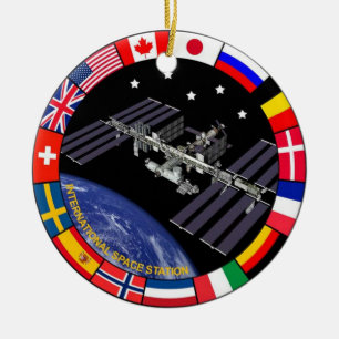 Logotyp för ISS-medlemkomposit Julgransprydnad Keramik