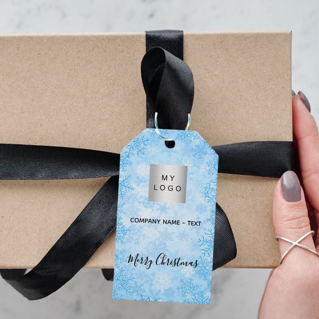 Logotyp för julblått snö presentetikett (Skapare uppladdad)