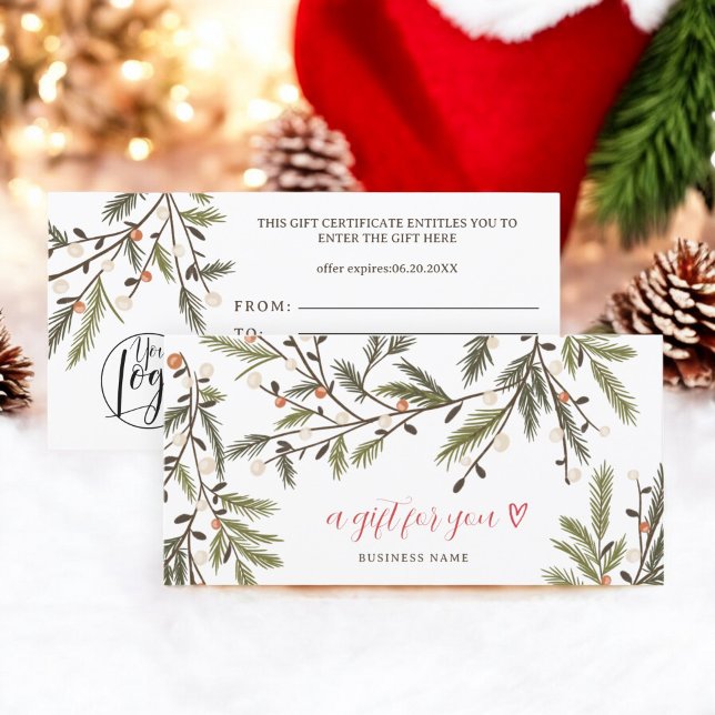 Logotyp för julen i Helgdag Rustic Greenery Winter (Rustic Greenery Winter Holiday Christmas logo)