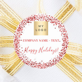 Logotyp för julrödvita glitter-företag runt klistermärke