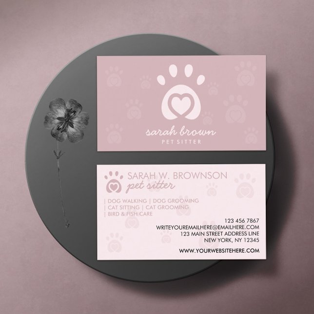 Logotyp för klor Husdjur Grooming Hundpromenerare  Visitkort (Skapare uppladdad)