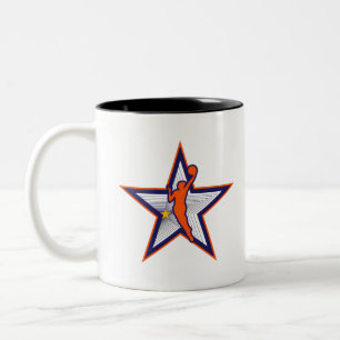 Logotyp för kvinnlig basketboll - Silhouette-tekni Två-Tonad Mugg
