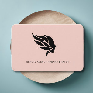 Logotyp för kvinnlig skönhet, modern, Salon, Rosa Visitkort