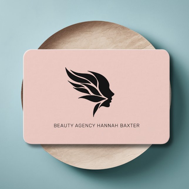 Logotyp för kvinnlig skönhet, modern, Salon, Rosa Visitkort (Woman Beauty Logo, Modern, Salon, Business Card)