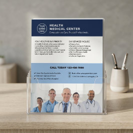 Logotyp för läkare på vårdcentral foto QR-kod Reklamblad