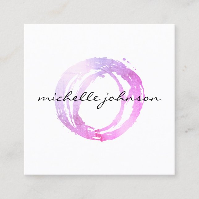 Logotyp för Luxe Rosa Pawarden Circle Designer Fyrkantigt Visitkort (Framsida)