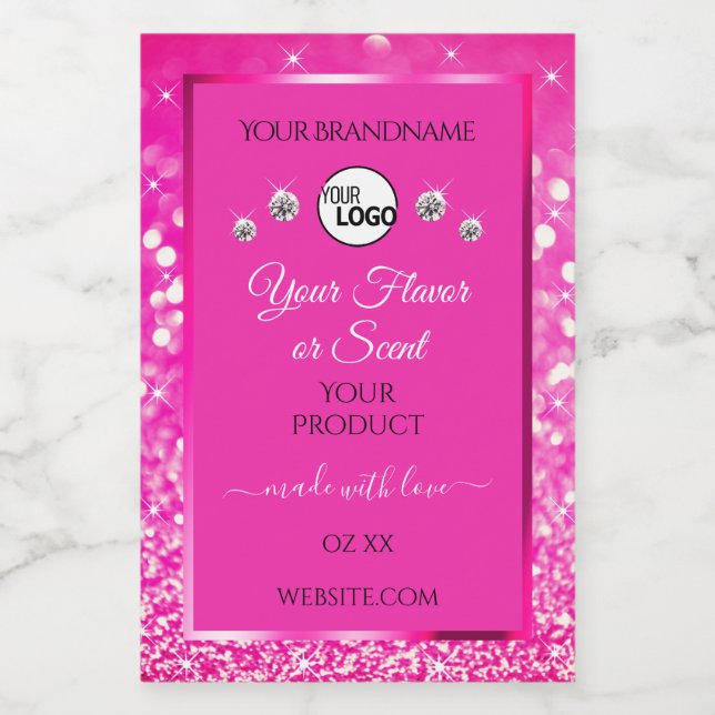 Logotyp för Luxuridisk Rosa Glitter- Mat Etikett (Singel etikett)
