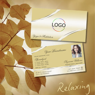 Logotyp för Luxury Beige Cream Curved Decor Linjer Visitkort