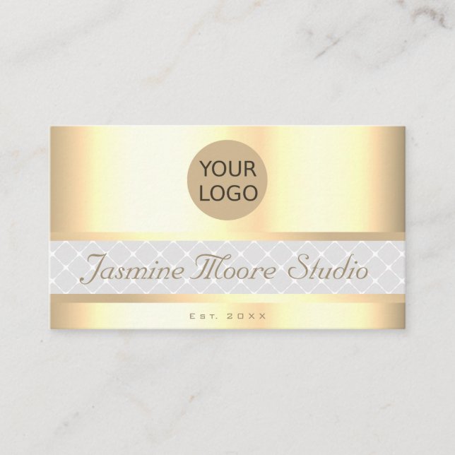 Logotyp för Luxury Guld Effect Anpassningsbar-tjän Visitkort (Framsida)
