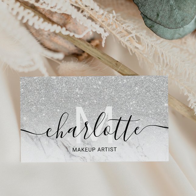 logotyp för makeup av marble namn i chic glitter visitkort (Skapare uppladdad)