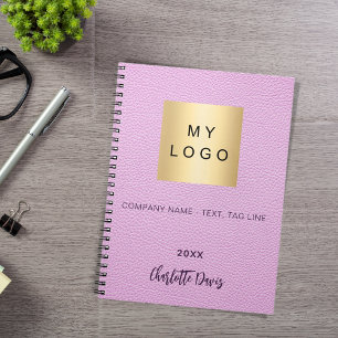 logotyp för manusskript för rosa läder namn anteckningsbok