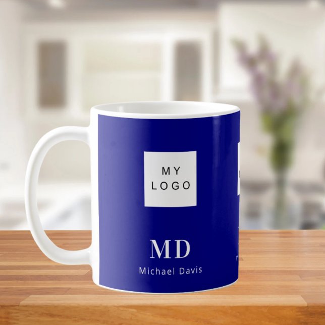 Logotyp för marinblått monogram namn kaffemugg (Skapare uppladdad)