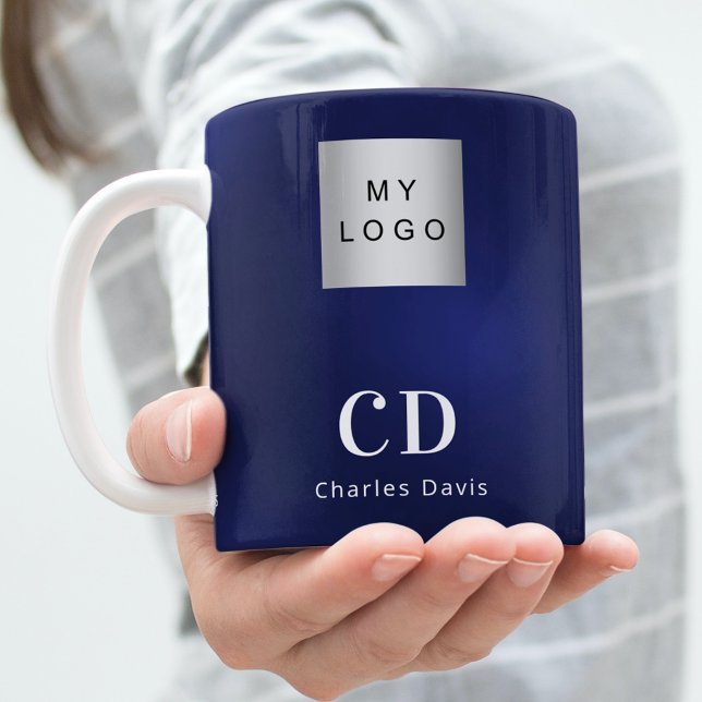 Logotyp för marinblått monogram namn kaffemugg (Skapare uppladdad)