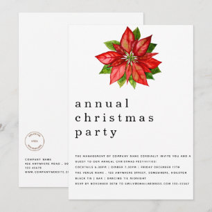 Logotyp för medarbetare i julafton Party Poinsetti Inbjudningar