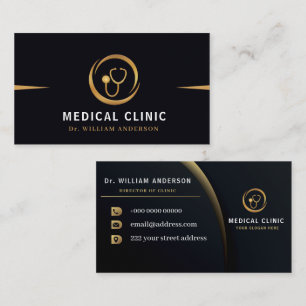 Logotyp för medicinskt stetoskop i Monogram Guld Visitkort