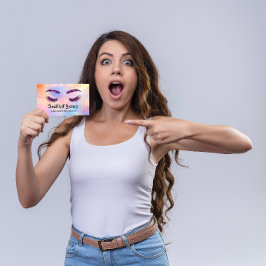 Logotyp för mikroblading Makeup Eyelash Lila Holog Visitkort