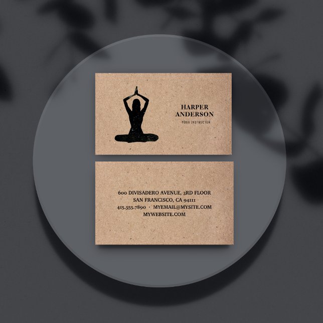 Logotyp för minimal svart Yoga-Professionell Visitkort (Skapare uppladdad)