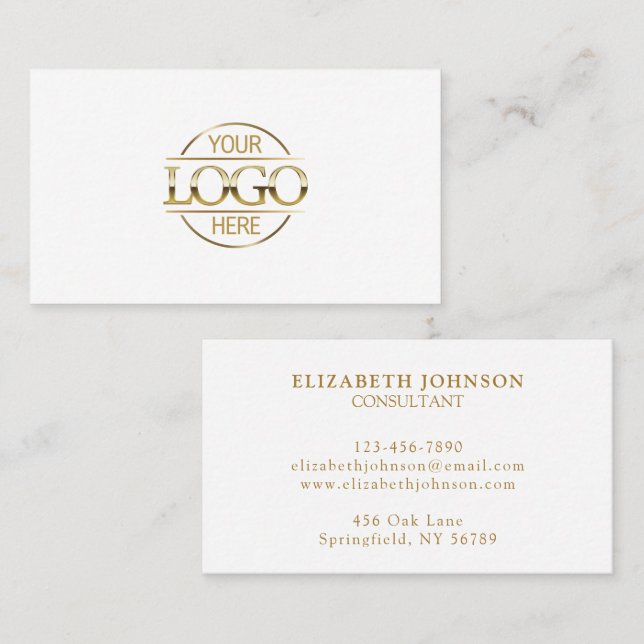 Logotyp för minimalistisk Professionell White Guld Visitkort (Fram/baksida)