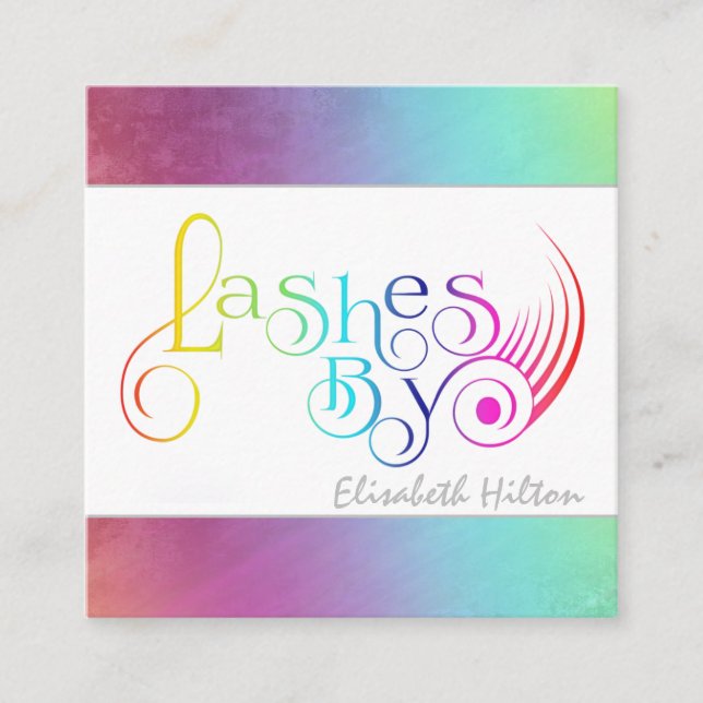 Logotyp för minsta färgstarka regnbåge, roligt, st fyrkantigt visitkort (Framsida)