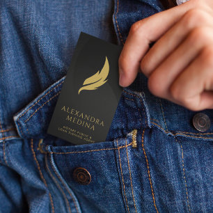 Logotyp för Mobile Notary Feather Quill Black och  Visitkort