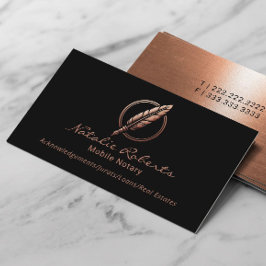 Logotyp för Mobile Notary Signing Agent koppar Qui Visitkort