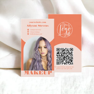 Logotyp för modern arch makeup coral-fotoqr-kod visitkort
