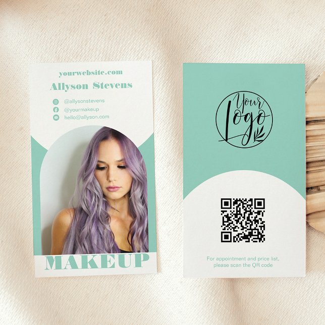 Logotyp för modern arch makup blue-fotoqr-kod visitkort (Modern arch makeup blue photo qr code logo business card)