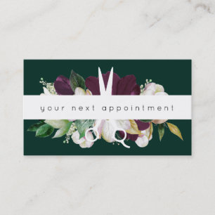 Logotyp för Modern Plum Blommigt Salon Sissors Mö Visitkort