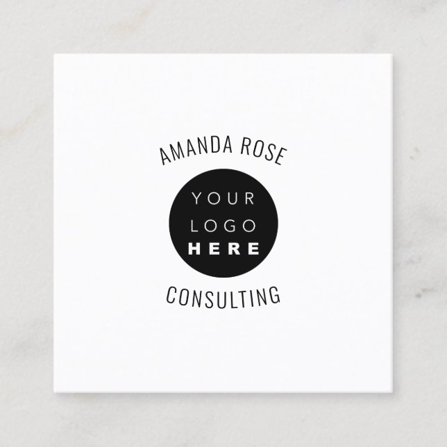 Logotyp för modern Professionell vit Anpassningsba Fyrkantigt Visitkort (Framsida)