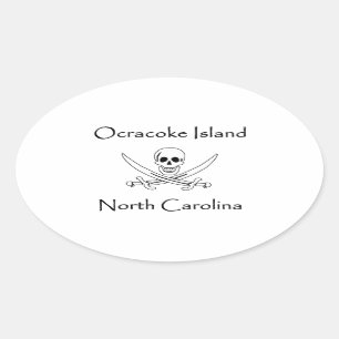 Logotyp för Ocracoke öNorth Carolina pirat Ovalt Klistermärke