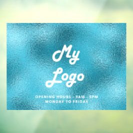 Logotyp för öppettider, blått