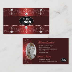 Logotyp för Ornamental Mörk Vin Red Ornate Gräns Visitkort