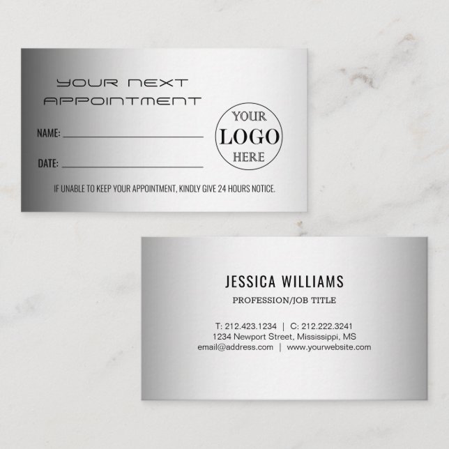 Logotyp för oskarp Grått-Anpassningsbar Tidsbeställning Kort (Fram/baksida)