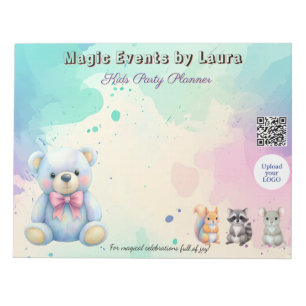 Logotyp för pastel-Nalle QR-kod för Kids Party Pla Anteckningsblock