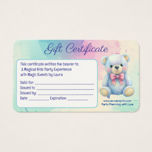 Logotyp för pastel-Nalle QR-kod för Kids Party Pla Visitkort