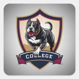Logotyp för PitBull College Fyrkantigt Klistermärke