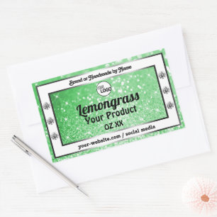 Logotyp för produktetiketter för Emerald Grönt Gni Rektangulärt Klistermärke