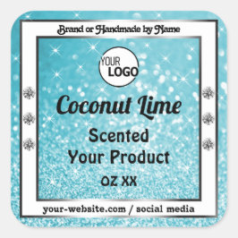 Logotyp för produktförpackningsetiketter för Teal  Fyrkantigt Klistermärke