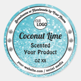 Logotyp för produktförpackningsetiketter för Teal  Runt Klistermärke