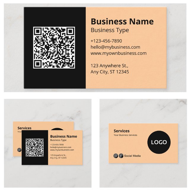 Logotyp för professionell av affärsinformation QR- Visitkort (Professional Business Information Logo QR Code Business Cards)