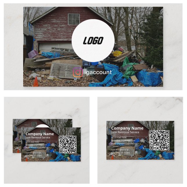 Logotyp för professionell sophämtningstjänst visitkort (Professional Junk Removal Hauling Service Logo Business Card
)