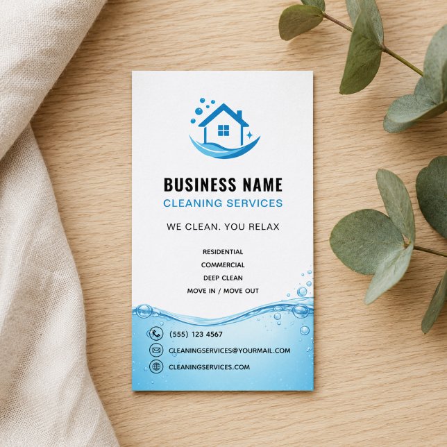 Logotyp för professionella städtjänster visitkort (Cleaning Services Professional Logo Business Card)