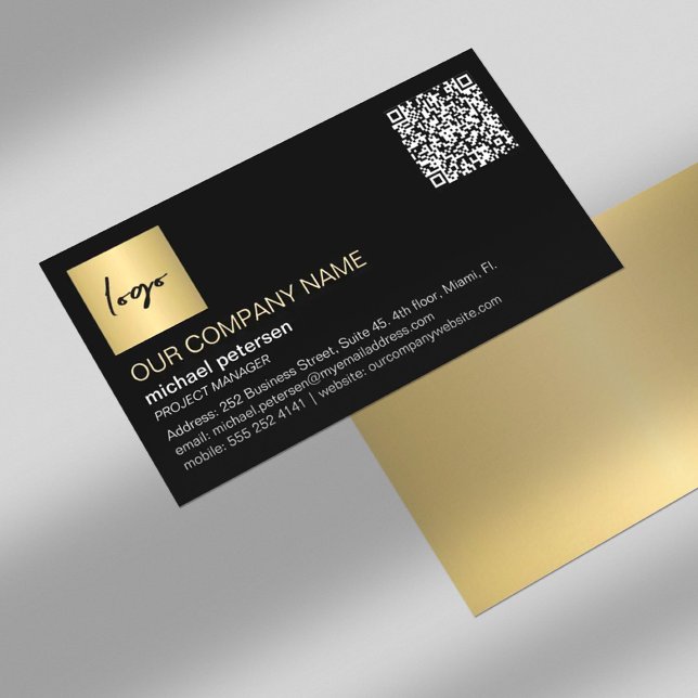 Logotyp för QR-elegant professionell guld anpassni Visitkort (Skapare uppladdad)