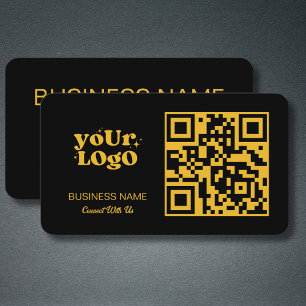 Logotyp för QR-kod för guld Black Modern Visitkort
