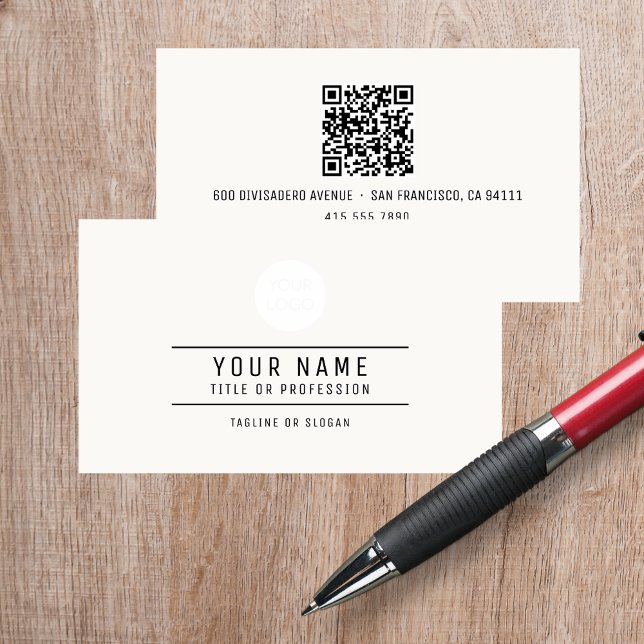 Logotyp för QR-Professionellen Namn Benvit (QR Code Name Professional Logo Off White Calling Card cover)