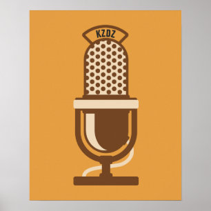 Logotyp för Radio Station-mikrofon med Namn Poster
