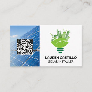 Logotyp för ren Grönt Solpaneler QR Visitkort