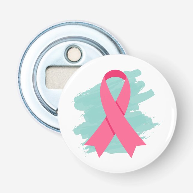 Logotyp för rosa band för bröstcancermedvetenhet flasköppnare (Framsidan)